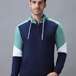 Urbano Fashion Colourblocked Cotton Hooded Neck Sweatshirt-image-0