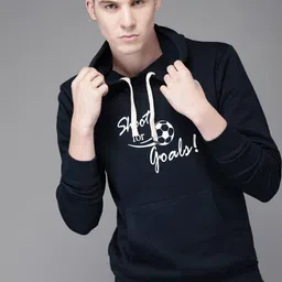 Campus Sutra Men Navy Blue Printed Hooded Sweatshirt-picture-28