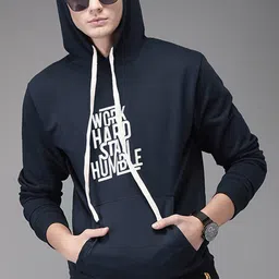Campus Sutra Men Navy Blue & White Printed Hooded Sweatshirt-picture-37