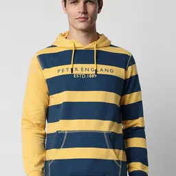 Peter England Casuals Striped Hooded Cotton Sweatshirt-picture-44