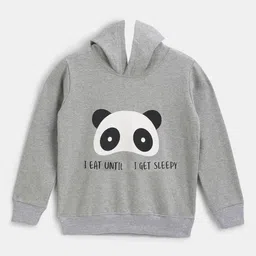 YK Boys Grey Graphics Printed Hooded Sweatshirt image 1