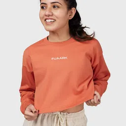 FUAARK Round Neck 2-Way Stretch Antimicrobial Crop Oversized Pullover Sweatshirt-picture-15