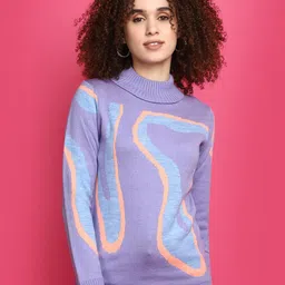 V-Mart Self Design Acrylic High Neck Sweatershirt-picture-29