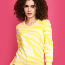 V-Mart Self Design Acrylic V-Neck Sweatshirt-picture-27