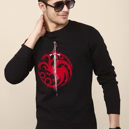 Free Authority Men Black House of Dragon Printed Pure Cotton Sweatshirt-picture-20