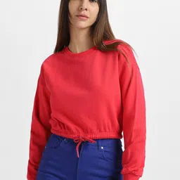 JUNEBERRY Crew Neck Cropped Fleece Pullover Sweatshirt-picture-27