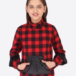CUTECUMBER Girls Red Checked Sweatshirt-picture-28