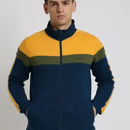 Peter England Casuals Colourblocked Front-Open Sweatshirt-image-17