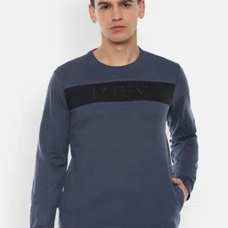 Louis Philippe Jeans Men Navy Blue Colourblocked Round Neck Sweatshirt-picture-38