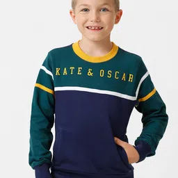 KATE & OSCAR Boys Colourblocked Round Neck Cotton Pullover Sweatshirt-picture-10