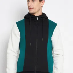 CAMLA Colourblocked Hooded Open-Front Cotton Sweatshirt-picture-35