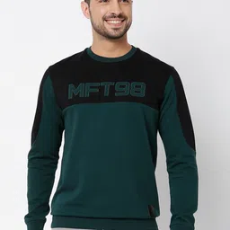 Mufti Colourblocked Slim Fit Full Sleeves Pure Cotton Sweatshirt-image-33