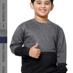 IndiWeaves Boys Pack Of 2 Colourblocked Long Sleeves Fleece Sweatshirt-picture-29