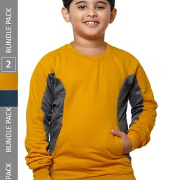 IndiWeaves Boys Pack Of 2 Colourblocked Fleece Pullover-picture-40