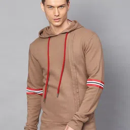 Campus Sutra Men Brown Hooded Sweatshirt-image-6