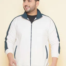 John Pride Plus Size Colourblocked Fleece Front Open Sweatshirt-picture-19