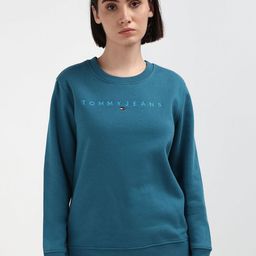 Tommy Hilfiger Women Embroidered Solid Round Neck Cotton Sweatshirt-picture-2