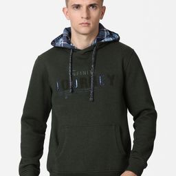 t-base Men Green Printed Hooded Cotton Sweatshirt-picture-49