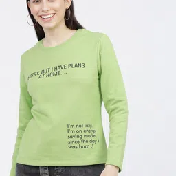 Tokyo Talkies Women Green & Black Printed Sweatshirt-picture-4