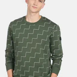 Arrow New York Men Green Printed Sweatshirt-image-0