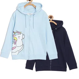 The Mom Store Girls Pack Of 2 Graphic Printed Hooded Cotton Front-Open Sweatshirts-picture-22