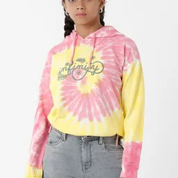 KATE & OSCAR Girls Pink Dyed & Printed Hooded Cotton Sweatshirt-picture-12