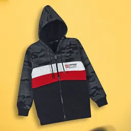 V-Mart Boys Camouflage Printed Cotton Fleece Front-Open Sweatshirt image 1