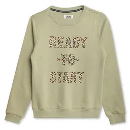 Cantabil Girls Typography Printed Fleece Sweatshirt-image-1