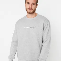 Trendyol Round Neck Typography Printed Pullover Sweatshirt-picture-0
