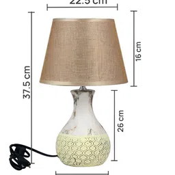 TAYHAA Brown & White Textured Ceramic Contemporary Frusturical Shaped Table Lamp image 4