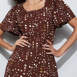 CODE by Lifestyle Polka Dot Print Flutter Sleeve A-Line Midi Dress image 5