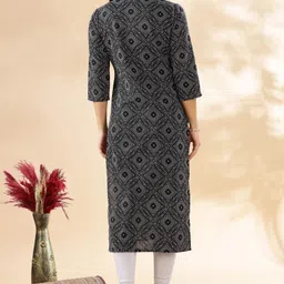 Anouk Geometric Printed Mandarin Collar Pure Cotton Straight Kurta image 2