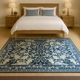 LUXEHOME INTERNATIONAL Blue Abstract Handmade Polyester Carpet-picture-26