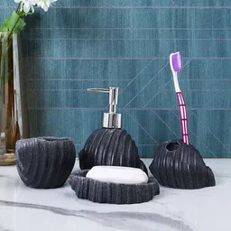 Myntra Elegant Homes Set Of 4 Grey Shell Serenity Bath Accessories-picture-25