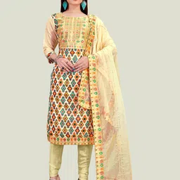 Maroosh Geometric Printed Chanderi Unstitched Dress Material-image-8