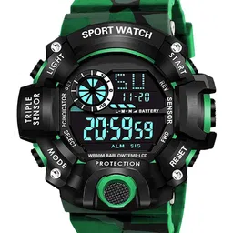 FROZIL Men Round Dial & Stainless Steel Straps Digital Watch C Shock Green-picture-26