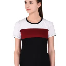 BEYOU FASHION Women Colourblocked Applique Slim Fit T-shirt-image-60