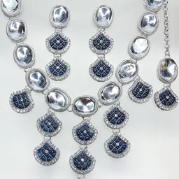 VATSALYA creation Alloy Gold- plated Blue Jewellery Set-picture-14