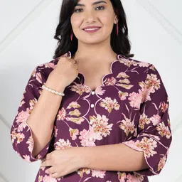 Aramya Women Floral Printed Regular Pure Cotton Kurta with Palazzos image 5