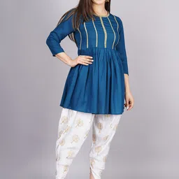 TFP Women Floral Yoke Design Regular Gotta Patti Kurta with Dhoti Pants image 3