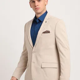 Turtle Men Knitted Solid Grey Casual Blazer image 3