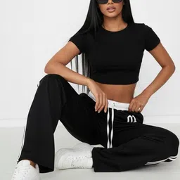 The Roadster Lifestyle Co Side Stripe Loose Fit Trousers with Drawstring image 3