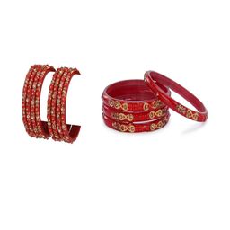 1ST TIME Set Of 12 Stones Studded Glass Bangles-picture-3