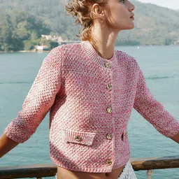 LULU & SKY Women Boucle Crop Cardigan image 2