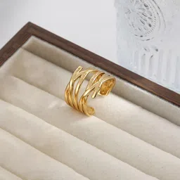 Jewels Galaxy Gold-Plated Anti Tarnish Layerd Finger Ring image 4