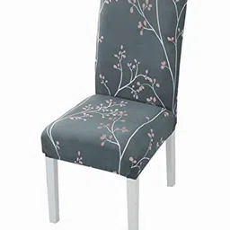 HOUSE OF QUIRK Grey Printed Stretchable Washable Short Dining Chair Cover-picture-13