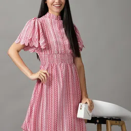 SHOWOFF Women Red High Neck Dress-image-35