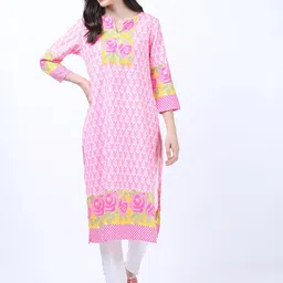 Vishudh Pink Floral Pure Cotton Printed Kurta-image-19
