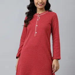 AURELIA Geometric Printed Mandarin Collar Straight Kurti-picture-23