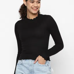 AMERICAN EAGLE OUTFITTERS Women Black Slim Fit T-shirt-image-14